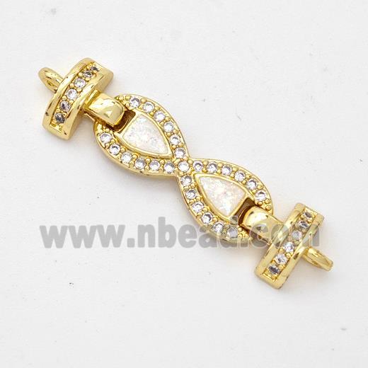 Copper Connector Pave Fire Opal Zirconia Infinity 18K Gold Plated