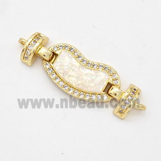 Copper Connector Pave Fire Opal Zirconia 18K Gold Plated