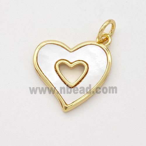 Copper Heart Pendant Pave Shell 18K Gold Plated