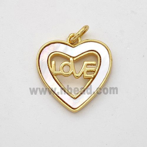 Copper Heart Pendant Pave Shell Love 18K Gold Plated