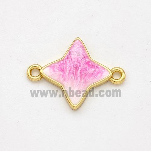 Copper Star Connector Pink Painted 18K Gold Plated