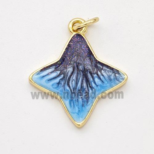 Copper Star Pendant Painted 18K Gold Plated