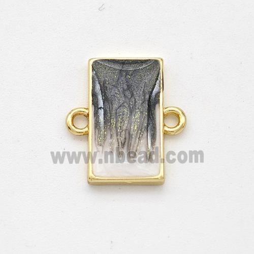 Copper Rectangle Connector Black Painted 18K Gold Plated