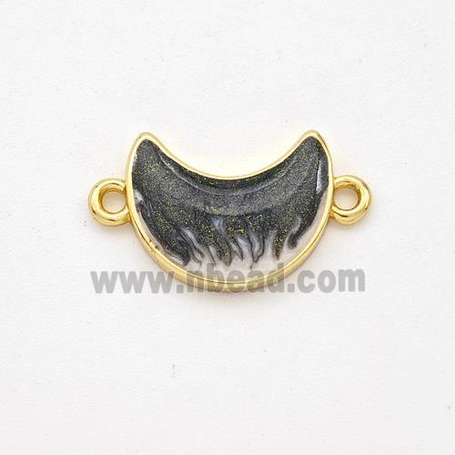 Copper Moon Connector Black Painted 18K Gold Plated