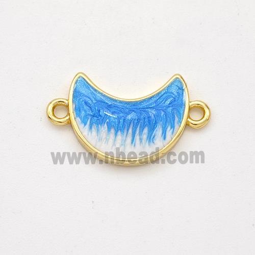 Copper Moon Connector Blue Painted 18K Gold Plated