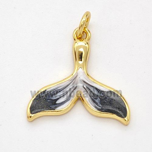 Copper Shark-tail Pendant Black Painted 18K Gold Plated