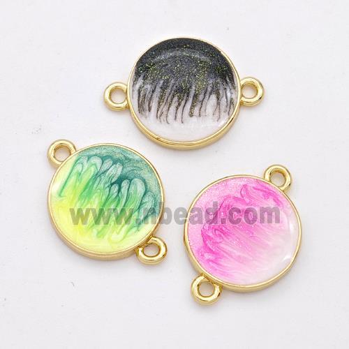 Copper Circle Connector Painted 18K Gold Plated Mixed