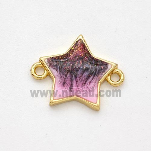 Copper Star Connector Painted 18K Gold Plated