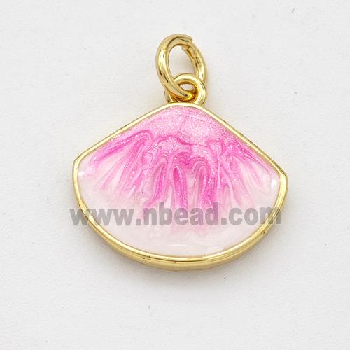 Copper Scallop Pendant Pink Painted 18K Gold Plated