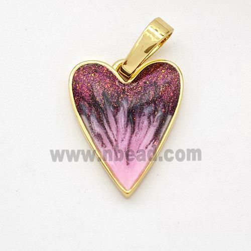 Copper Heart Pendant Painted 18K Gold Plated