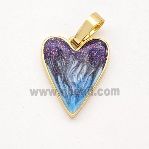 Copper Heart Pendant Painted 18K Gold Plated