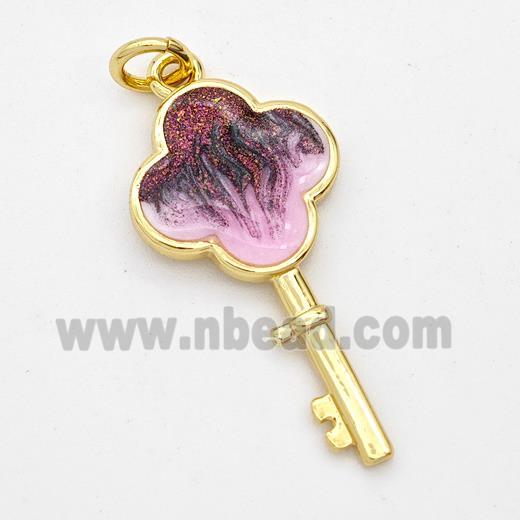 Copper Key Pendant Painted 18K Gold Plated