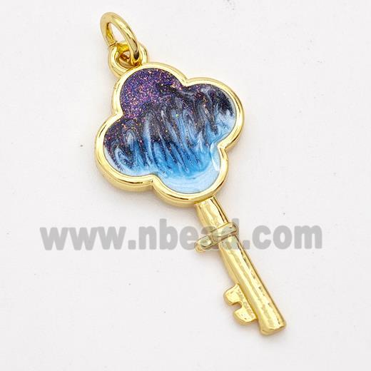 Copper Key Pendant Painted 18K Gold Plated