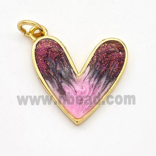 Copper Heart Pendant Painted 18K Gold Plated