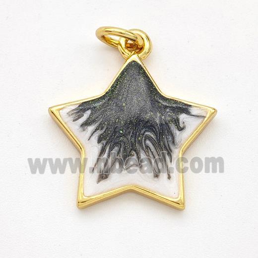 Copper Star Pendant Black Painted 18K Gold Plated