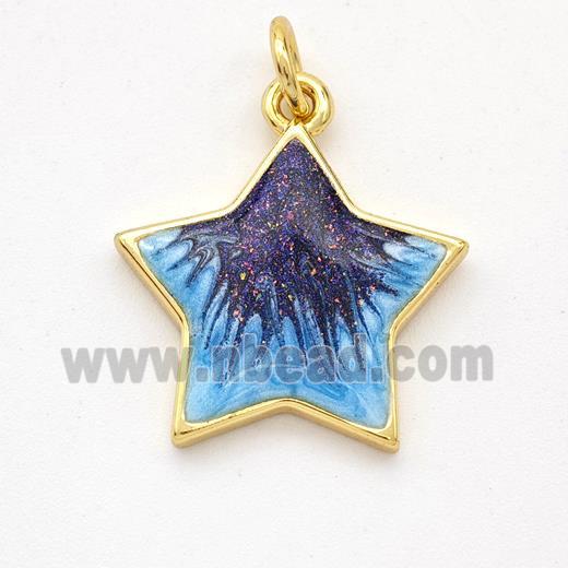 Copper Star Pendant Painted 18K Gold Plated