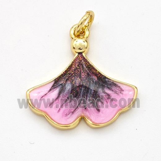 Copper Ginkgo-Leaf Pendant Painted 18K Gold Plated