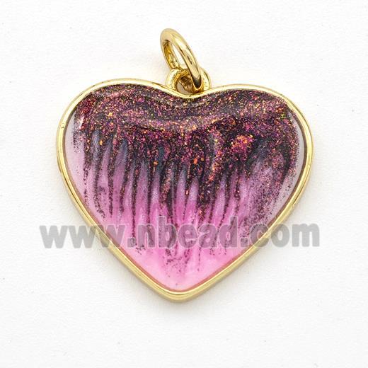 Copper Heart Pendant Painted 18K Gold Plated