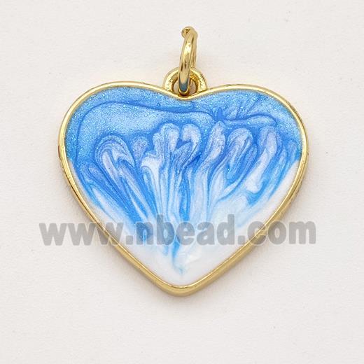 Copper Heart Pendant Blue Painted 18K Gold Plated