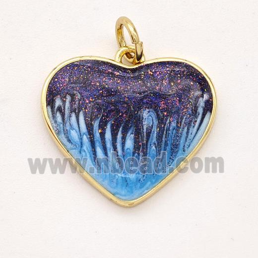 Copper Heart Pendant Painted 18K Gold Plated