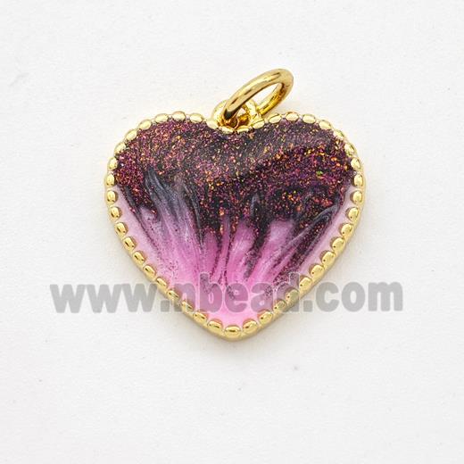 Copper Heart Pendant Painted 18K Gold Plated