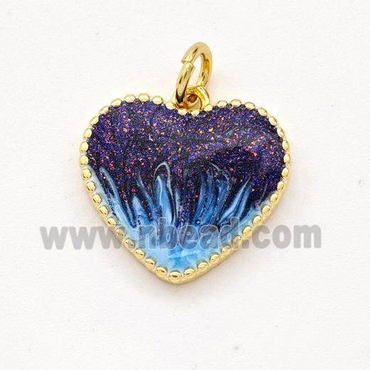 Copper Heart Pendant Painted 18K Gold Plated