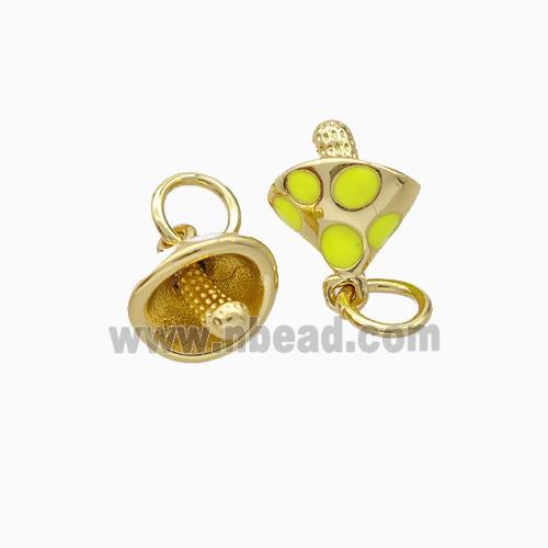 Copper Mushroom Pendant Yellow Enamel Gold Plated