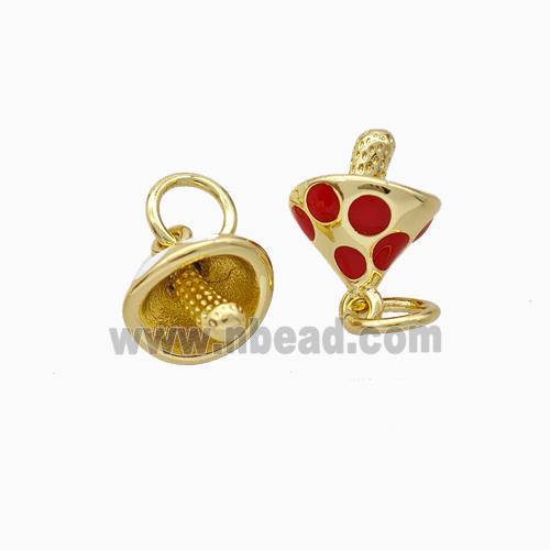 Copper Mushroom Pendant Red Enamel Gold Plated