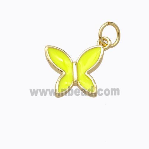 Copper Butterfly Pendant Yellow Enamel Gold Plated