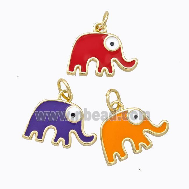 Copper Elephant Pendant Enamel Gold Plated Mixed