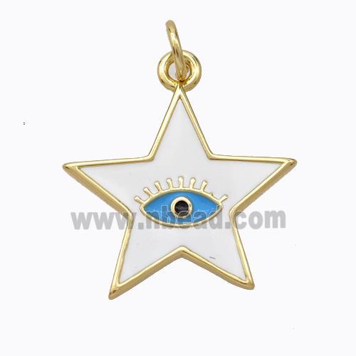 Copper Star Pendant White Enamel Eye Gold Plated