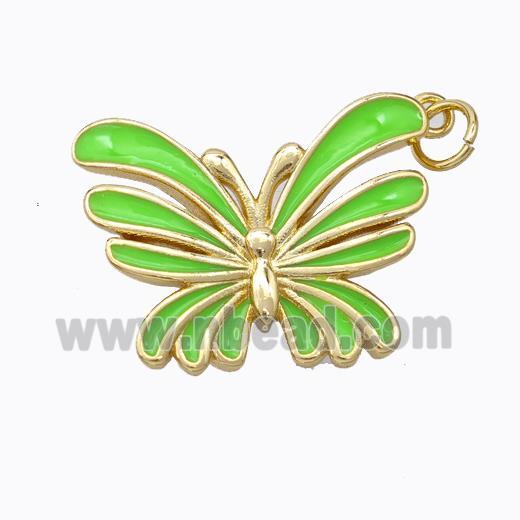 Copper Butterfly Pendant Green Enamel Gold Plated