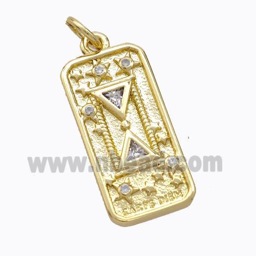 Copper Star Pendant Pave Zirconia Rectangle Gold Plated