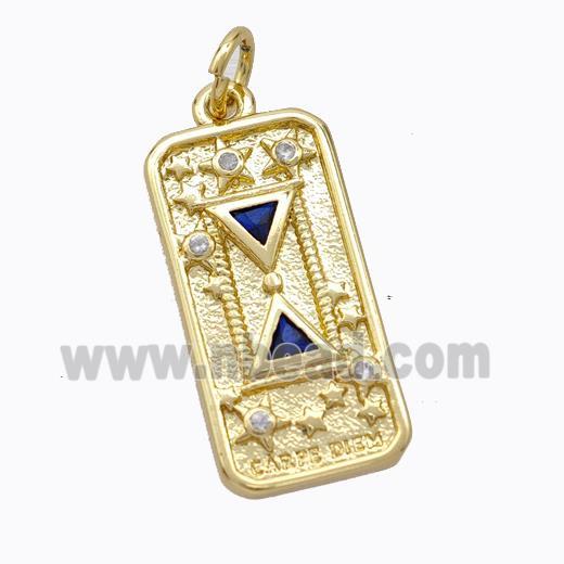 Copper Star Pendant Pave Zirconia Rectangle Gold Plated