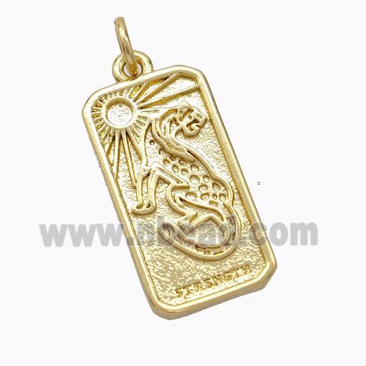 Copper Sun Pendant Pave Zirconia Rectangle Gold Plated