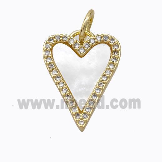 Copper Heart Pendant Pave Shell Zirconia Gold Plated