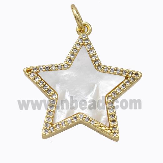 Copper Star Pendant Pave Shell Zirconia Gold Plated