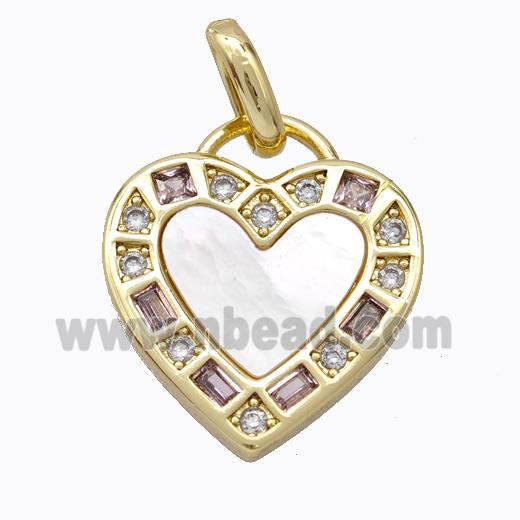 Copper Heart Pendant Pave Shell Zirconia Gold Plated