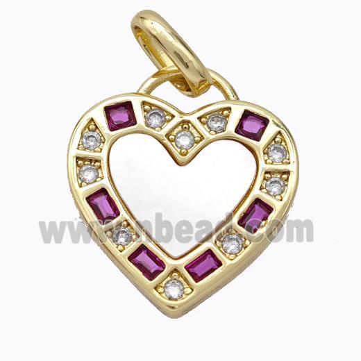 Copper Heart Pendant Pave Shell Zirconia Gold Plated