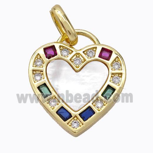 Copper Heart Pendant Pave Shell Zirconia Gold Plated