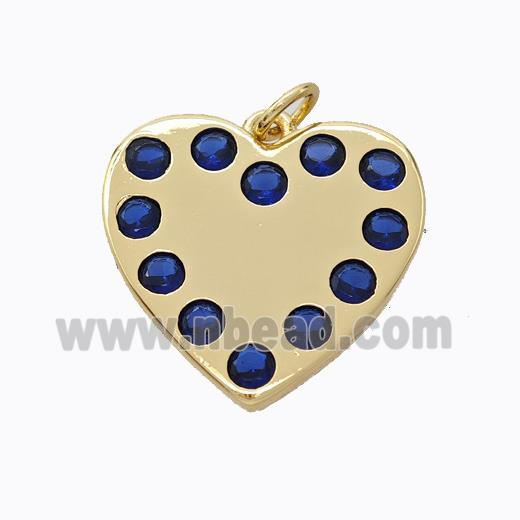 Copper Heart Pendant Micropave Zirconia Gold Plated