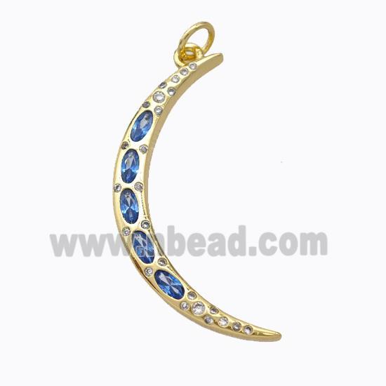 Copper Moon Pendant Micropave Zirconia Gold Plated