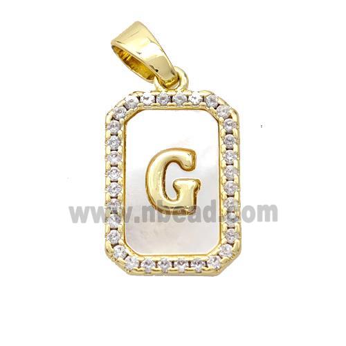 Copper Letter-G Pendant Pave Shell Zirconia Gold Plated