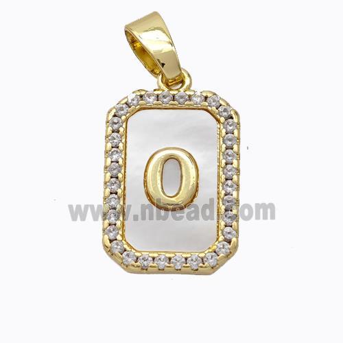 Copper Letter-O Pendant Pave Shell Zirconia Gold Plated