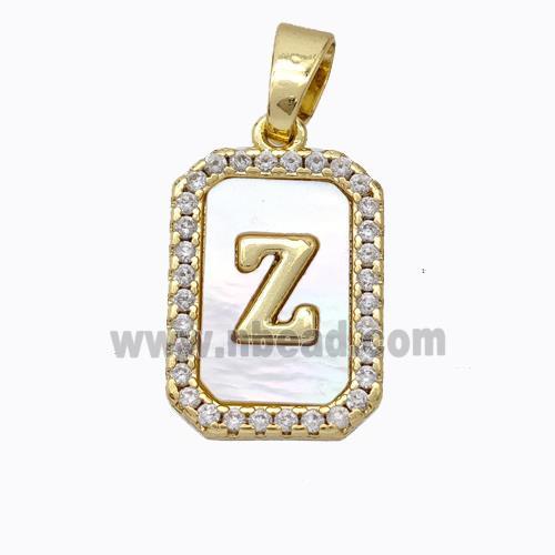 Copper Letter-Z Pendant Pave Shell Zirconia Gold Plated