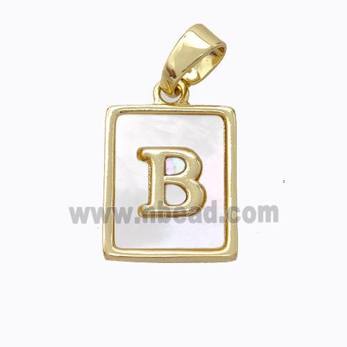 Copper Letter-B Pendant Pave Shell Gold Plated