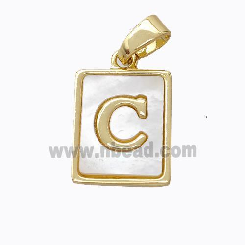 Copper Letter-C Pendant Pave Shell Gold Plated