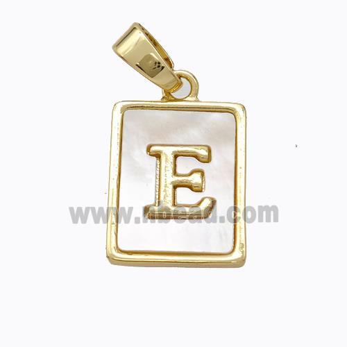 Copper Letter-E Pendant Pave Shell Gold Plated