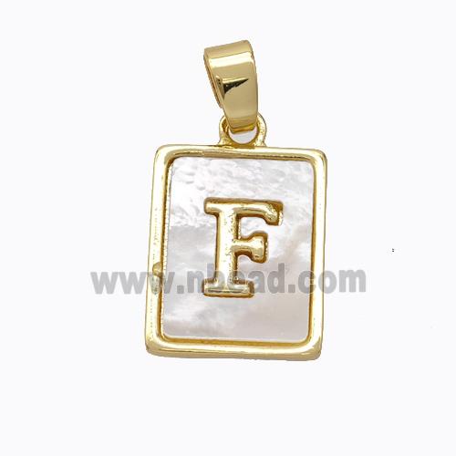 Copper Letter-F Pendant Pave Shell Gold Plated