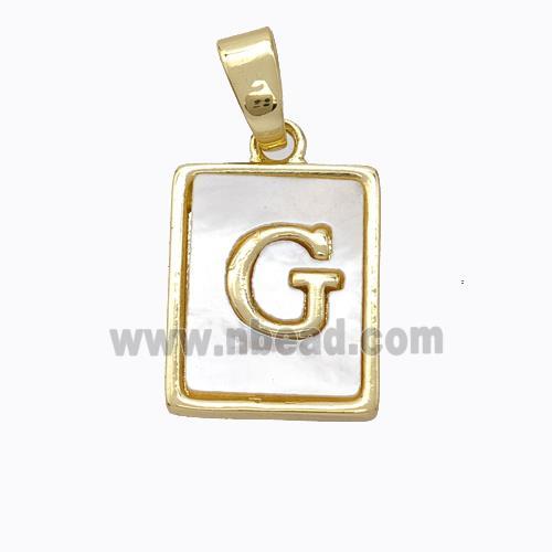 Copper Letter-G Pendant Pave Shell Gold Plated